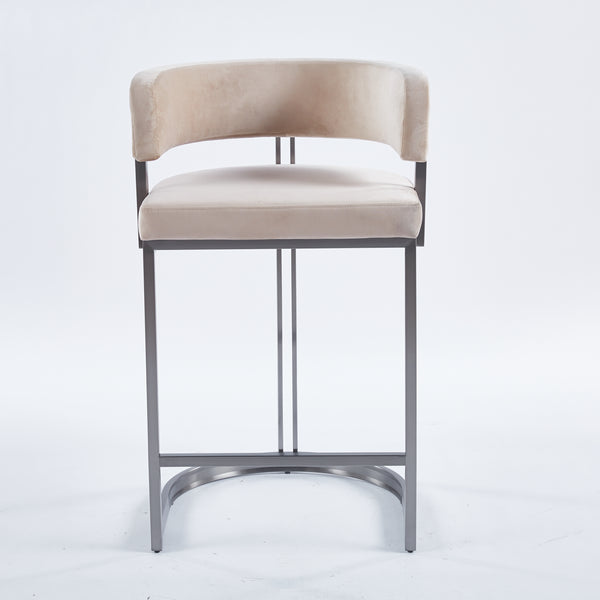 SANDRO BARSTOOL TITANIUM AND CREAM