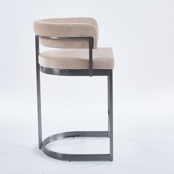 SANDRO BARSTOOL TITANIUM AND CREAM