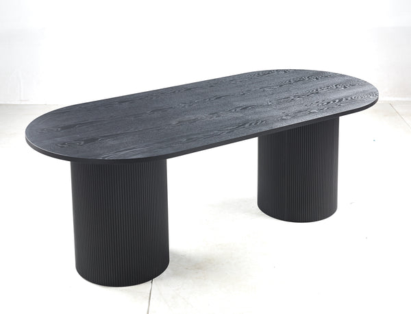 Luna Black Wood Oval Dining Table