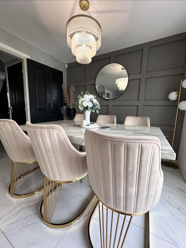 Lanvin Cream & Gold Velvet Dining Chair