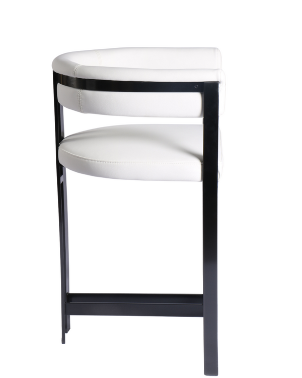 Fara White Leather Barstool