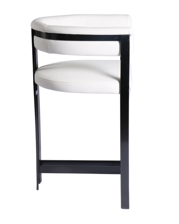 Fara White Leather Barstool