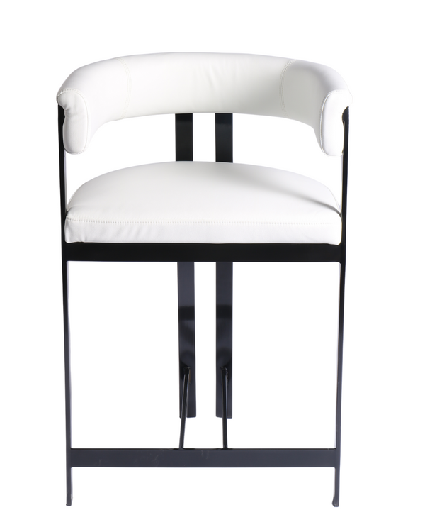 Fara White Leather Barstool