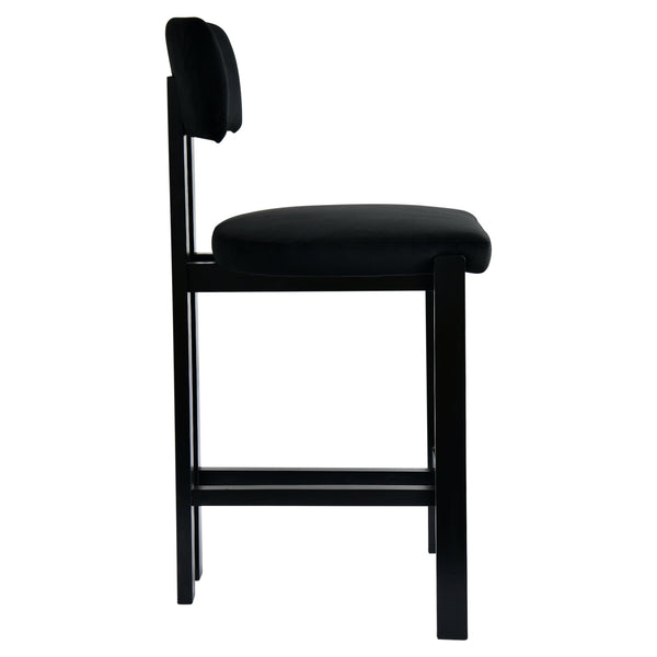 Anna Black Velvet Barstool