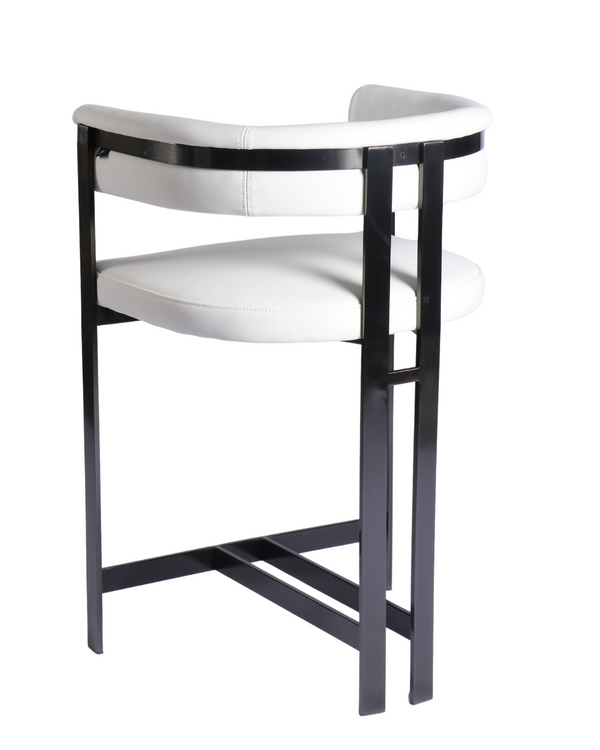 Fara White Leather Barstool