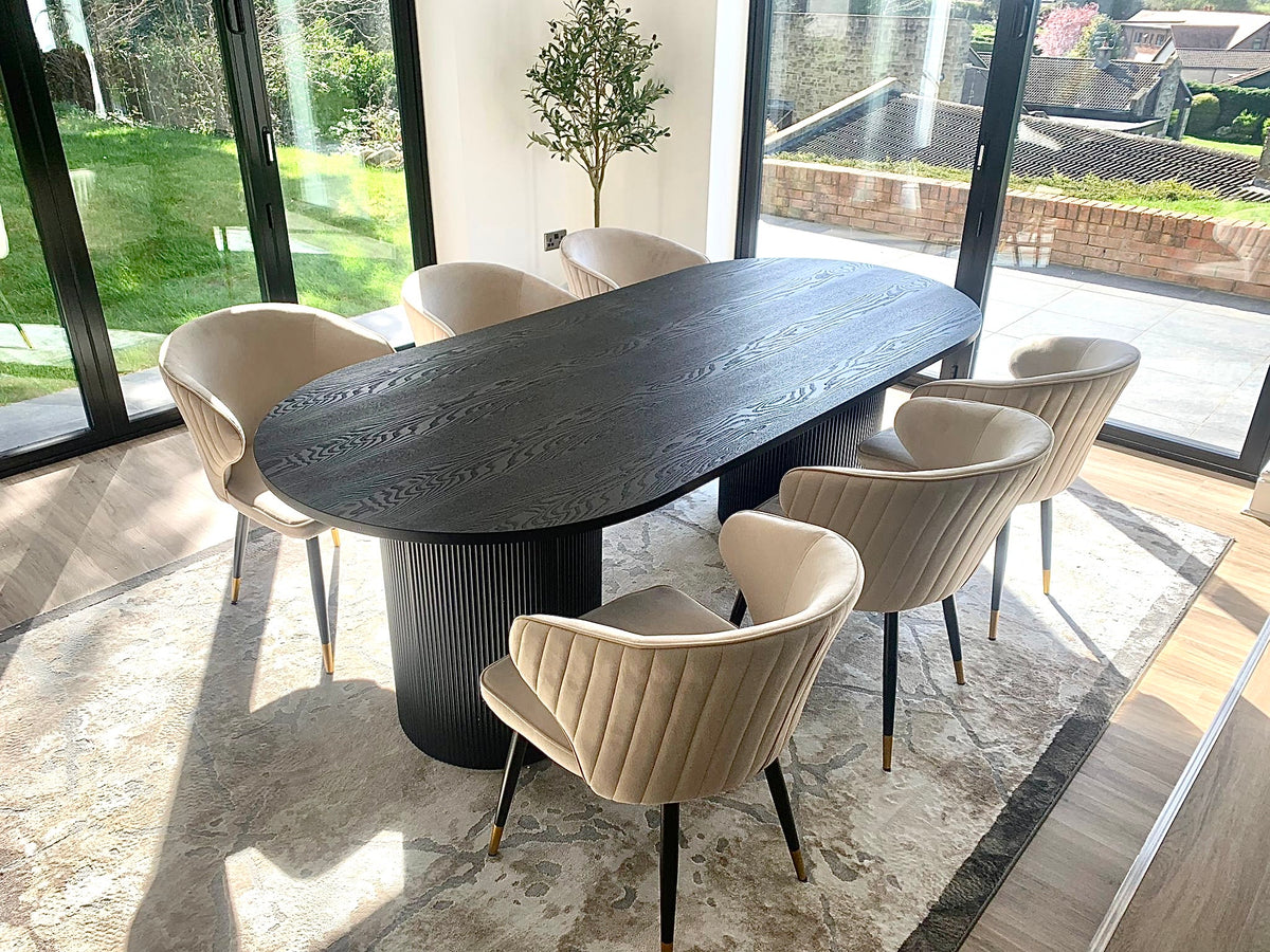 Luna Black Wood Oval Dining Table – Lush Interiors