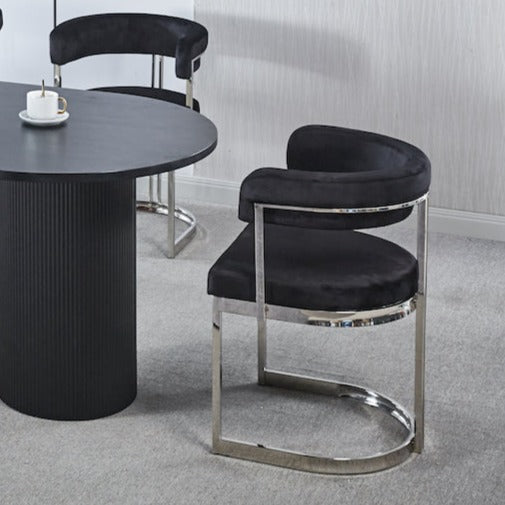 SANDRO DINING CHAIR BLACK AND SILVER