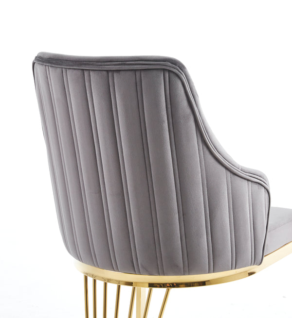 Lanvin Grey & Gold Velvet Dining Chair
