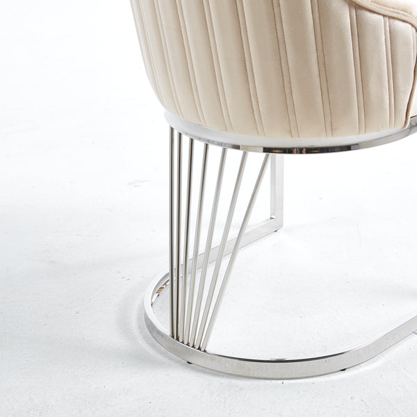 Lanvin Cream & Silver Velvet Dining Chair