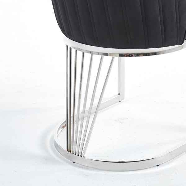 Lanvin Black & Silver Velvet Dining Chair
