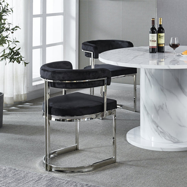 SANDRO DINING CHAIR BLACK AND SILVER