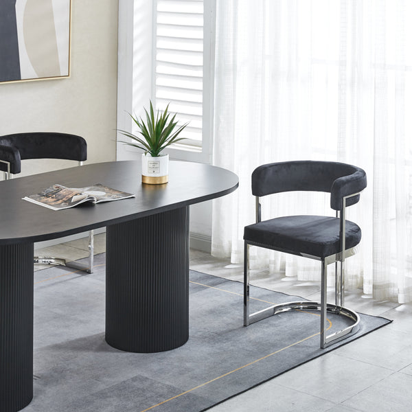 SANDRO DINING CHAIR BLACK AND SILVER