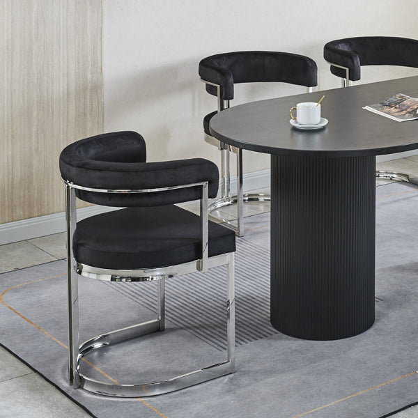 SANDRO DINING CHAIR BLACK AND SILVER