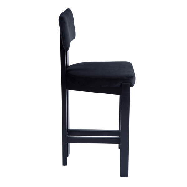 Anna Black Velvet Barstool