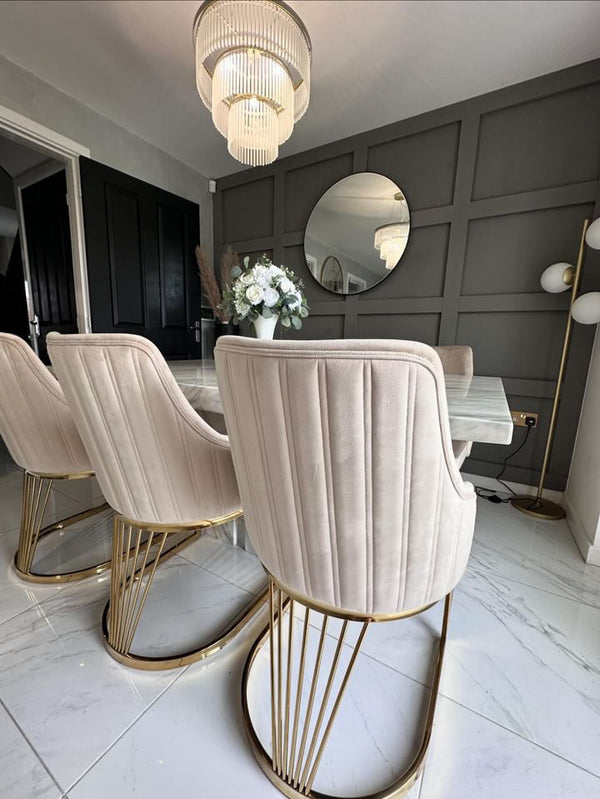 Lanvin Cream & Gold Velvet Dining Chair