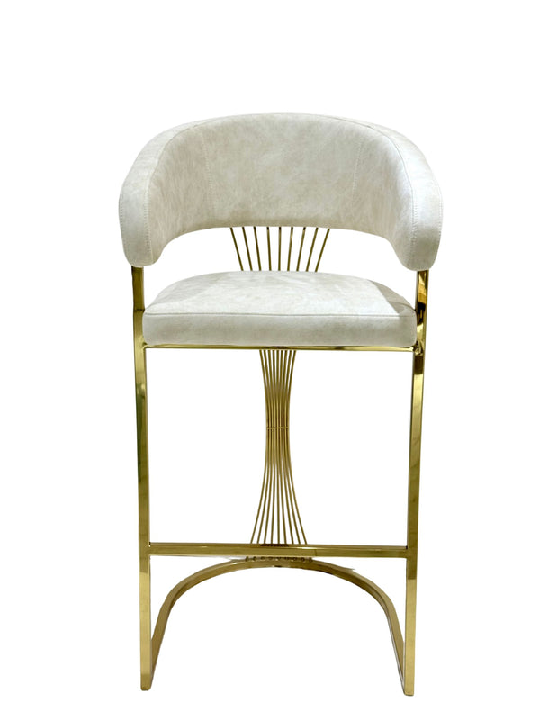 Perano Cream & Gold Velvet Barstool