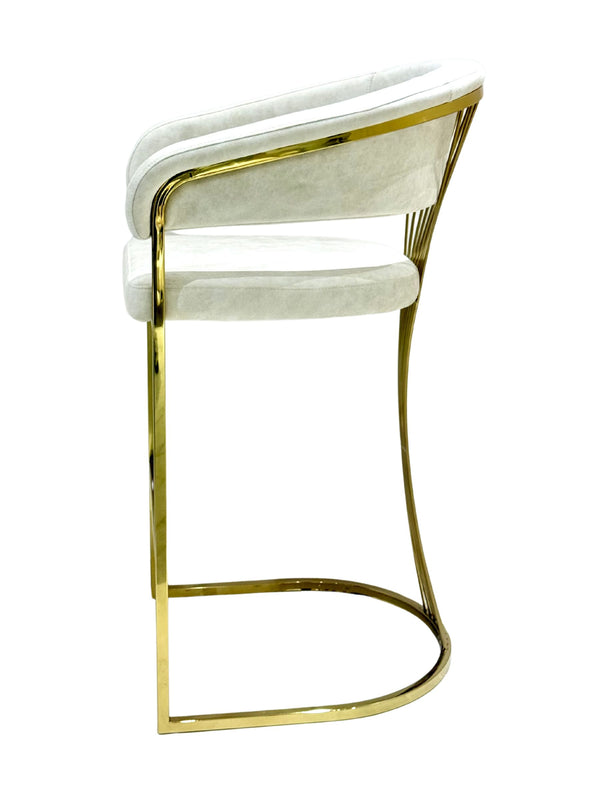 Perano Cream & Gold Velvet Barstool