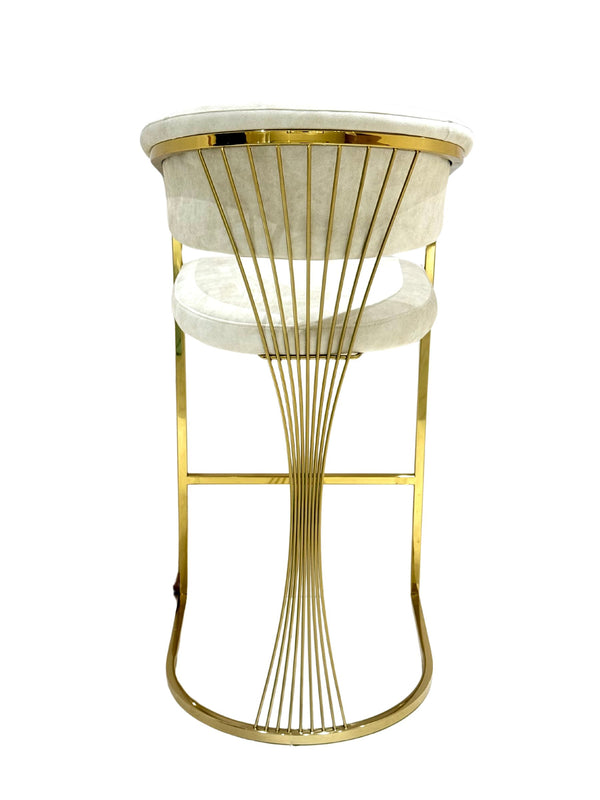 Perano Cream & Gold Velvet Barstool