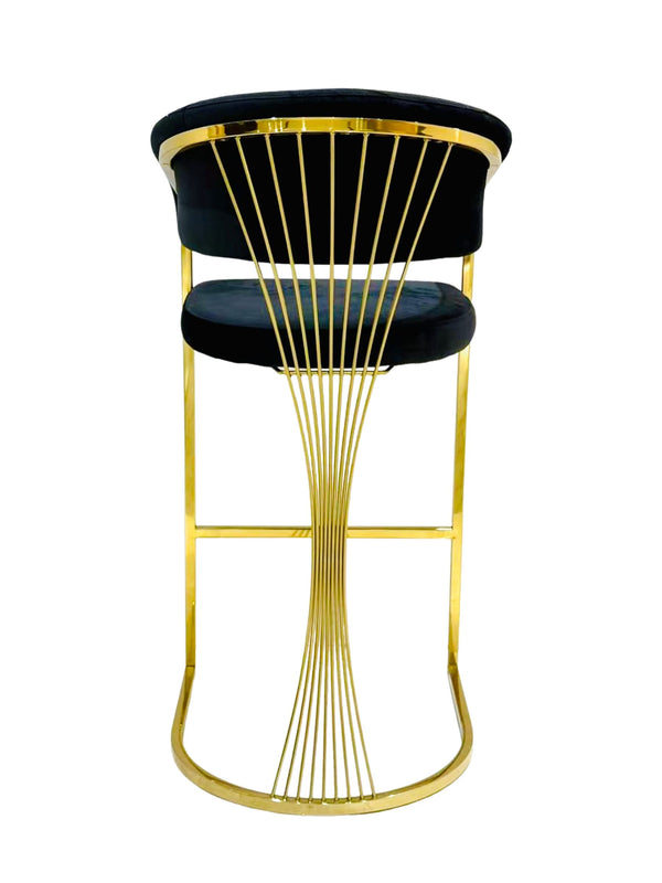 Perano Black & Gold Velvet Barstool