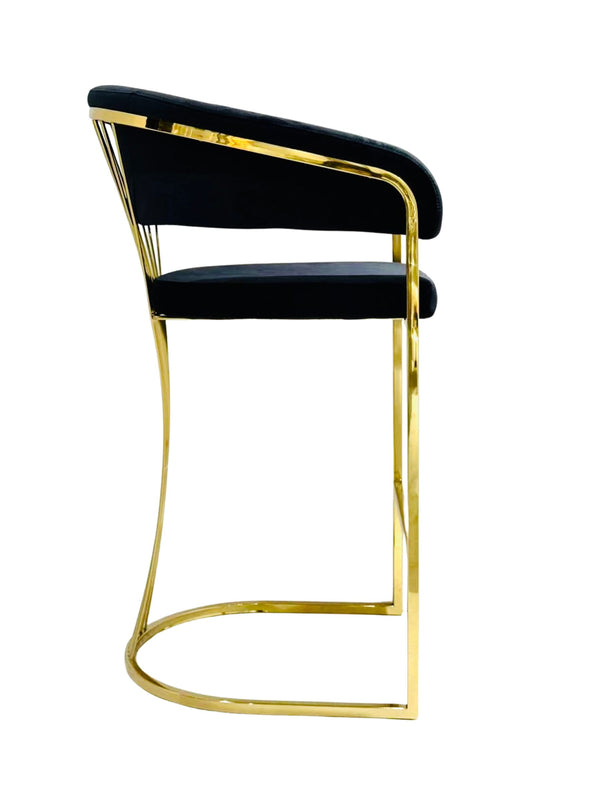 Perano Black & Gold Velvet Barstool