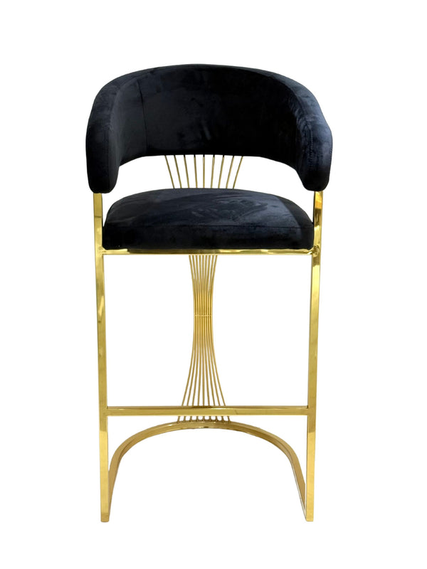 Perano Black & Gold Velvet Barstool