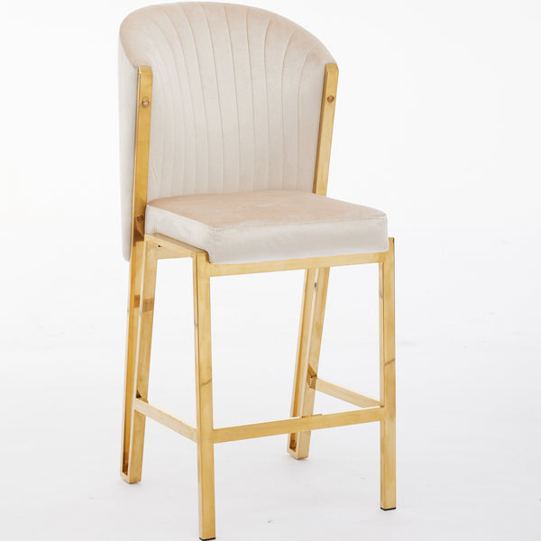 Enzo Cream & Gold Velvet Barstool