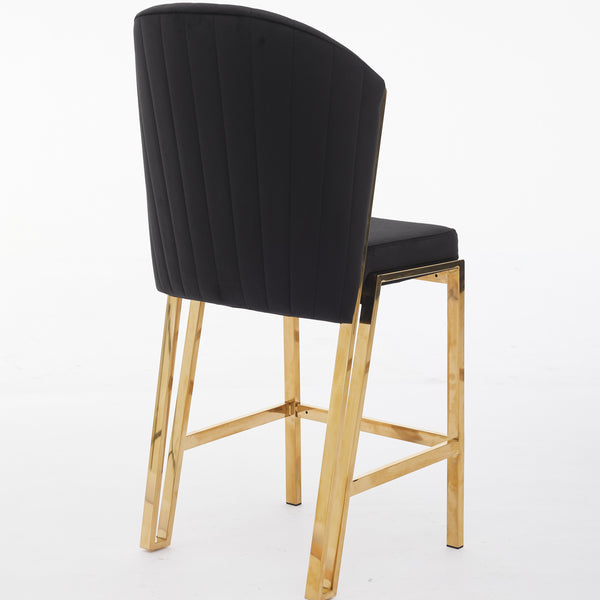 Enzo Black & Gold Velvet Barstool