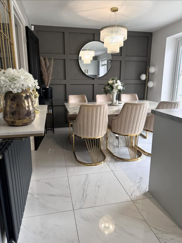 Lanvin Cream & Gold Velvet Dining Chair