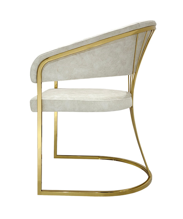 Perano Cream & Gold Velvet Dining Chair