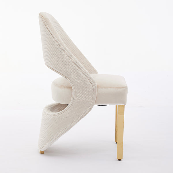 Santoro Cream & Gold Velvet Dining Chair