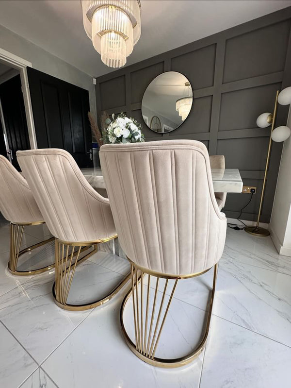 Lanvin Cream & Gold Velvet Dining Chair