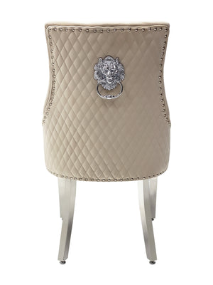 Bentley Velvet Lion Knocker Chair Cream