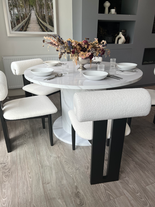 OLIVIA ROUND TABLE AND BOBA CHAIR DINING SET