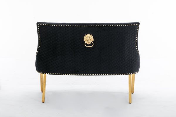 Bentley Black Velvet Lion Knocker Bench