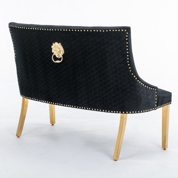 Bentley Black Velvet Lion Knocker Bench