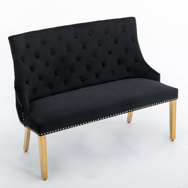 Bentley Black Velvet Lion Knocker Bench