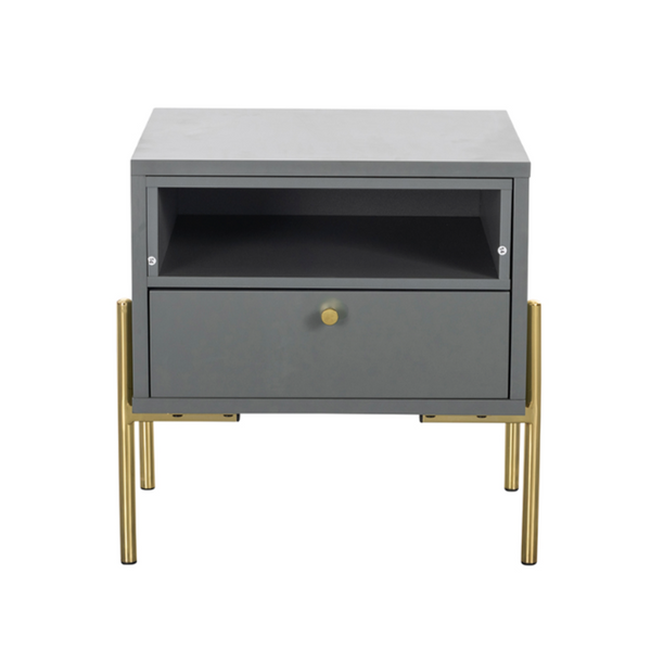 MALAGA GREY AND GOLD BEDSIDE TABLE