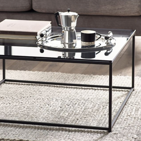 CHICO SQUARE COFFEE TABLE - SMOKED GLASS