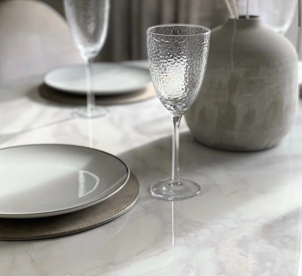 CHLOE ROUND WHITE MARBLE DINING TABLE