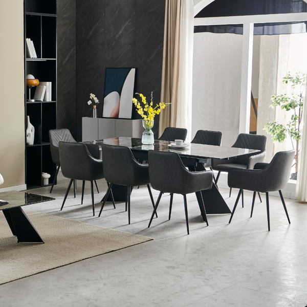Chelsea Extendable Black & Gold Ceramic Dining Table