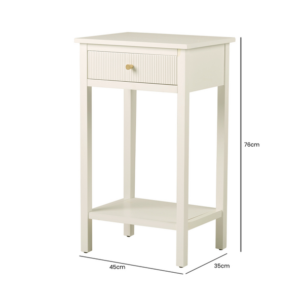 London 1 Drawer End Table Frosty White