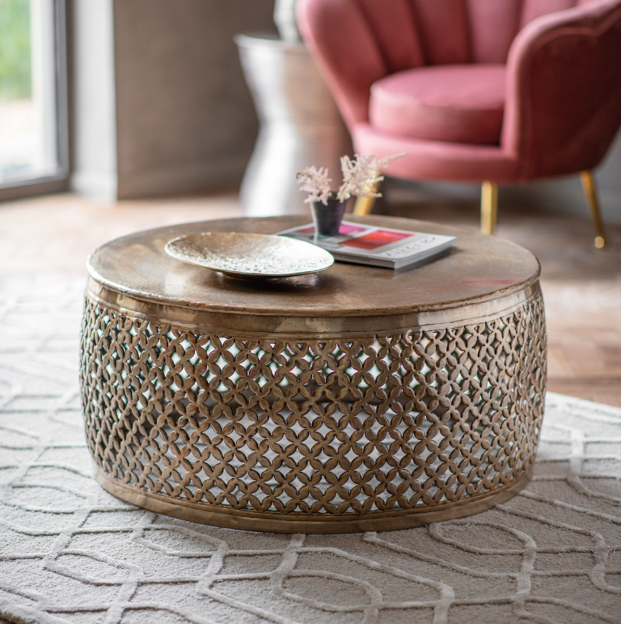 Khaleesi Gold Round Coffee Table Lush Interiors