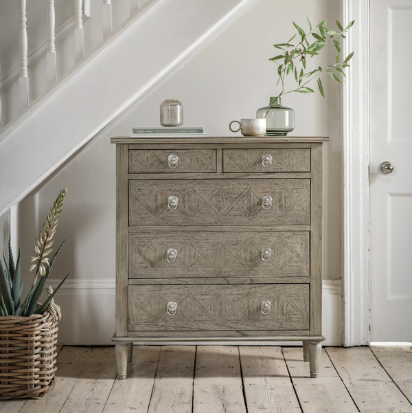 Mia 5 Drawer Chest Of Drawers Natural Wood
