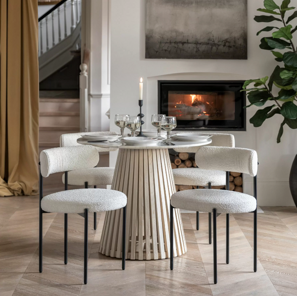 CHELSEA MARBLE & MANGO ROUND DINING TABLE