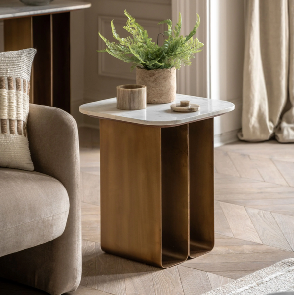 Solaro Gold Marble Side Table