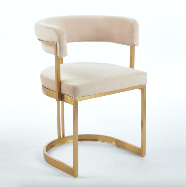 Sandro Velvet Dining Chair Cream & Gold