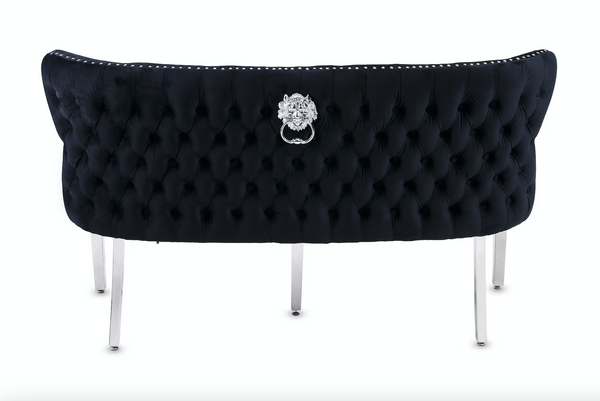 Lucia Black Velvet Lion Knocker Bench