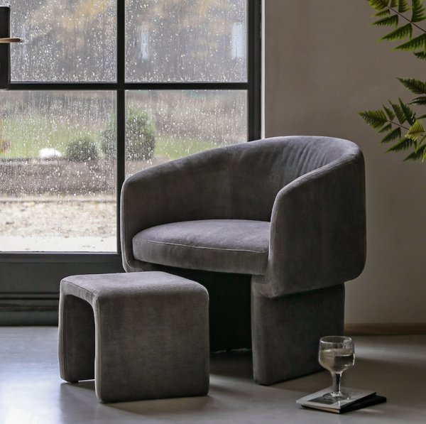 Ekso Grey Armchair & Footstool