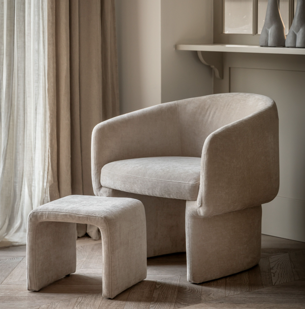 Ekso Cream Armchair & Footstool