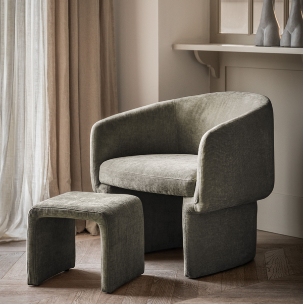 Ekso Sage Grey Armchair & Footstool